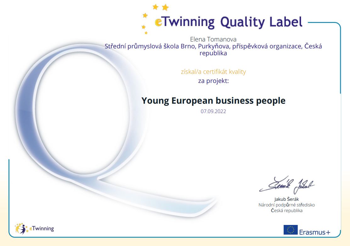 Featured image for “Získali jsme Certifikát kvality pro náš projekt eTwinning”